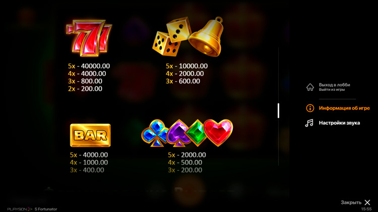 Символы и их комбинации 5 Fortunator