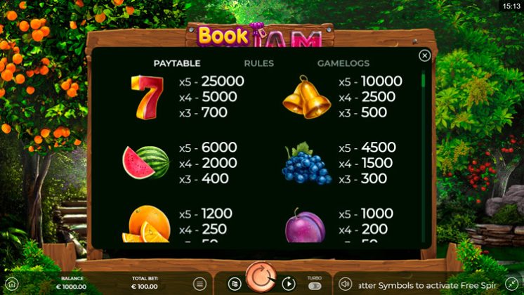 Символы и их комбинации Book of Jam