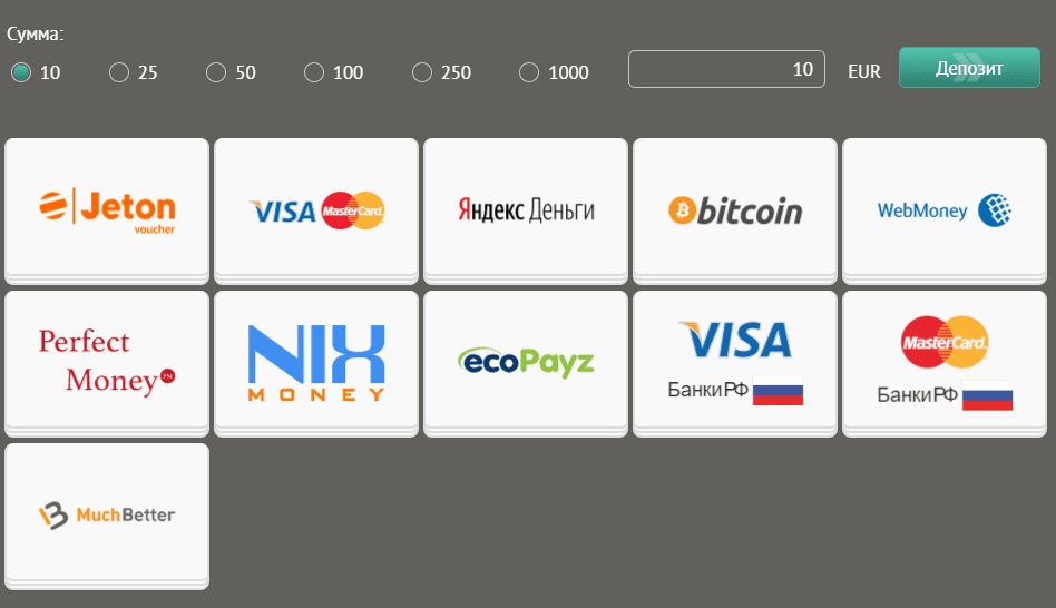 Депозиты Pin-UP