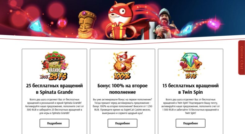 Бонусная политика онлайн-казино SuperCat