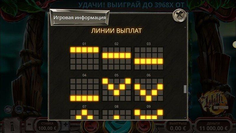 Линии выплат Lilith’s Inferno