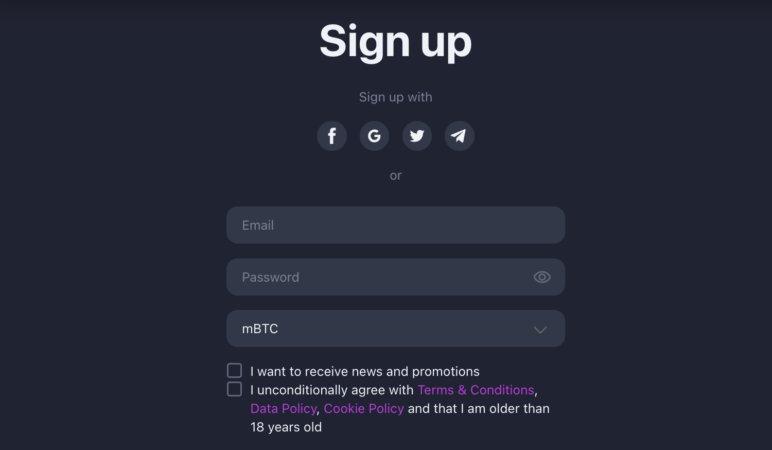 Регистрация в казино Vera