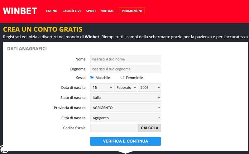 Регистрация в казино WinBet