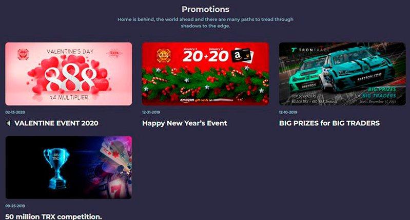 Бонусы казино Tron 888