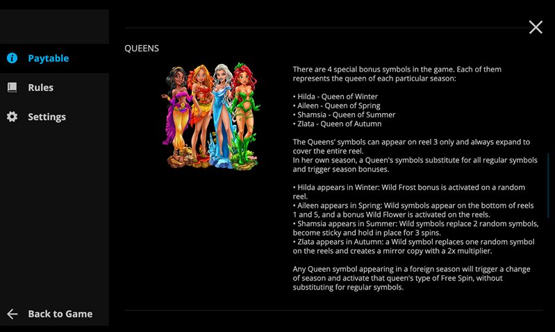 Бонусы слота Season Sisters