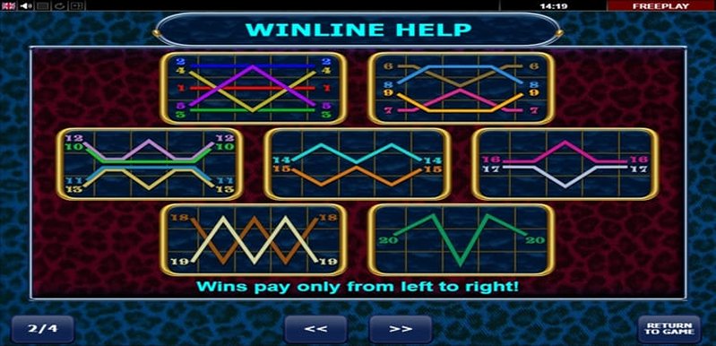 Линии слота Diamond Cats