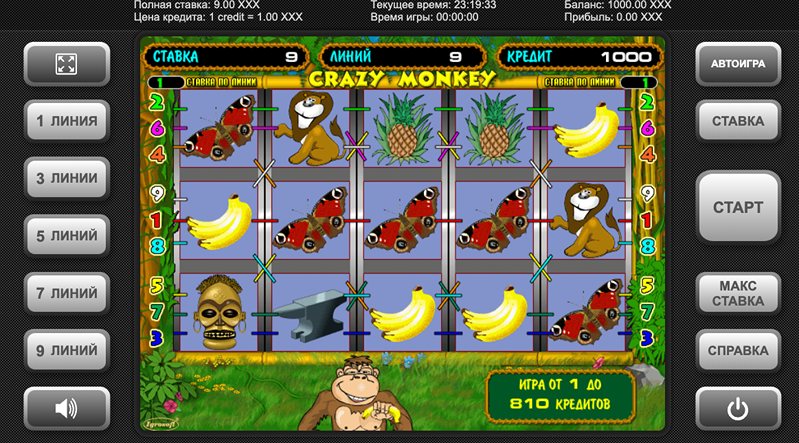 Дизайн слота Crazy Monkey