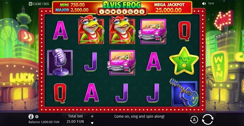 Дизайн слота Elvis Frog in Vegas