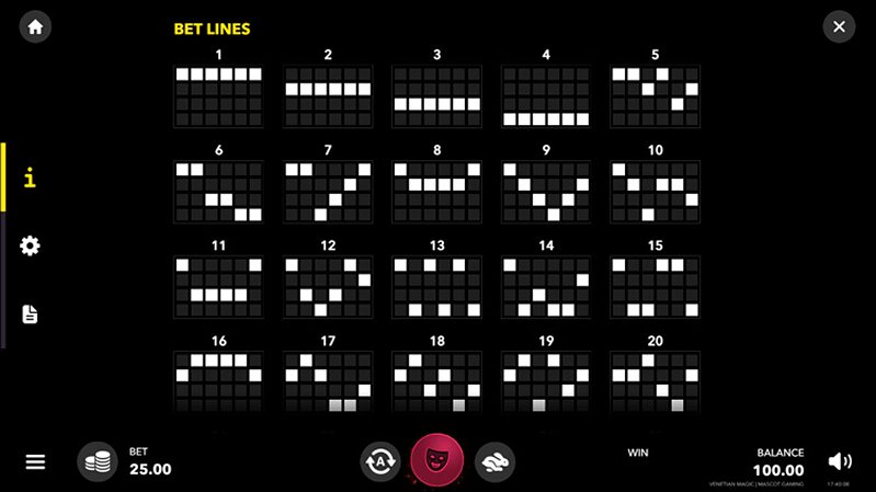 Линии слота Venetian Magic
